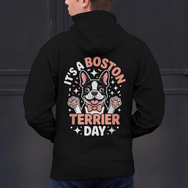 It’s A Boston Terrier Day Pet Cute Dog Lover Cartoon Men's Hoodie Back Print, gift for family, gift for coworker