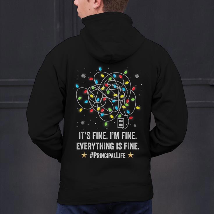 It's Fine I'm Fine Christmas Light Principal Teacher Xmas Men Women Men's Hoodie Back Print, gift for family, gift for coworker It's Fine I'm Fine Christmas Light Principal Teacher Xmas Men Women Men's Hoodie Back Print, gift for family, gift for coworker