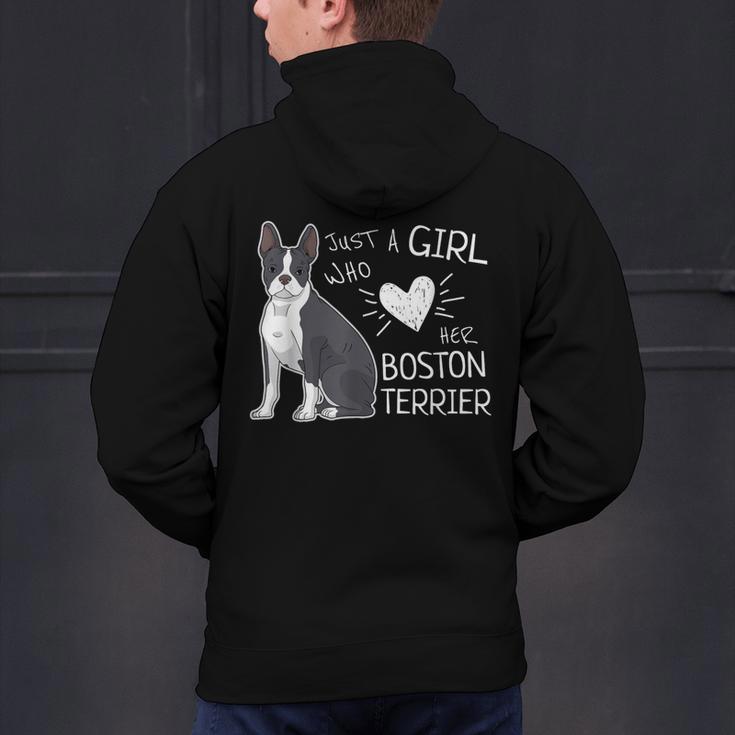 Just A Girl Who Loves Her Boston Terrier Puppy Love Men's Hoodie Back Print, gift for family, gift for coworker
