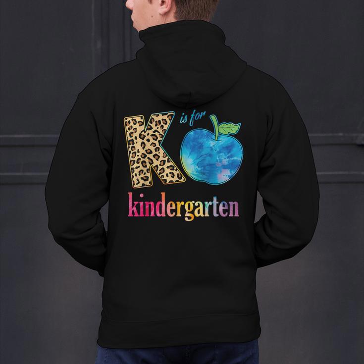 K Is For Kindergarten Teacher Tie Dye Back To School Kinder For Men Women Girls Kids Men's Hoodie Back Print, gift for family, gift for coworker