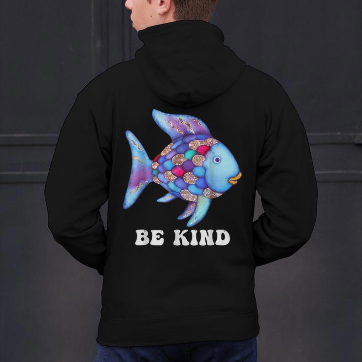 Be Kind Rainbow Fish Teacher Life Teaching Back To School Men's Hoodie Back Print, gift for family, gift for coworker Be Kind Rainbow Fish Teacher Life Teaching Back To School Men's Hoodie Back Print, gift for family, gift for coworker