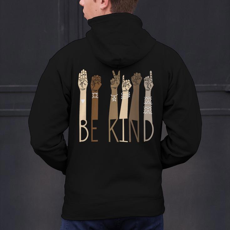 Be Kind Sign Language Hand Talking Teachers Interpreter ASL Men Women Men's Hoodie Back Print, gift for family, gift for coworker