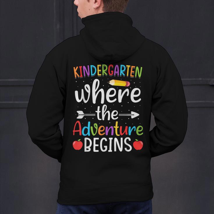 Kindergarten Where The Adventure Begins Shirt Children's Teacher Men's Hoodie Back Print, gift for family, gift for coworker Kindergarten Where The Adventure Begins Shirt Children's Teacher Men's Hoodie Back Print, gift for family, gift for coworker