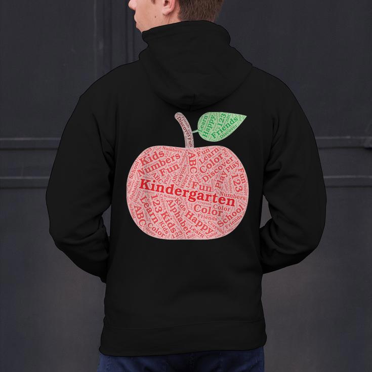 Kindergarten Apple Word Art For Teachers & Students Men's Hoodie Back Print, gift for family, gift for coworker