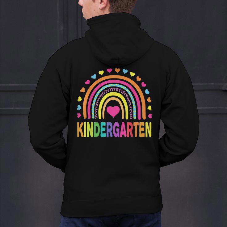 Kindergarten Rainbow Girls Boys Teacher Team Kinder Squad Men's Hoodie Back Print, gift for family, gift for coworker Kindergarten Rainbow Girls Boys Teacher Team Kinder Squad Men's Hoodie Back Print, gift for family, gift for coworker