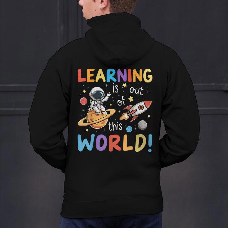 Learning Is Out Of This World Space Back To School Teacher Men's Hoodie Back Print, gift for family, gift for coworker