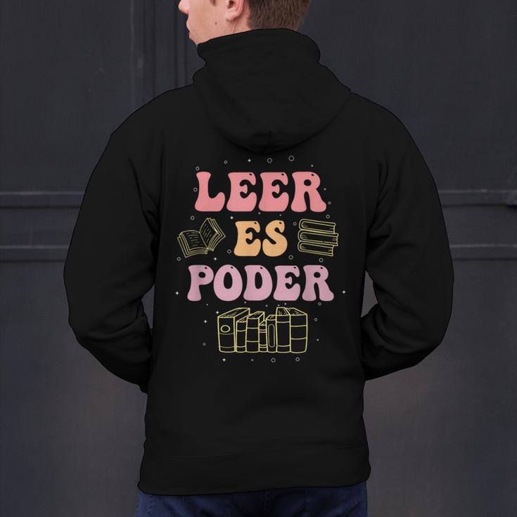 Leer Es Poder Groovy Spanish Teacher Bilingual Maestra Men Women Men's Hoodie Back Print, Groovy Teacher Hoodies, gift for family, gift for coworker