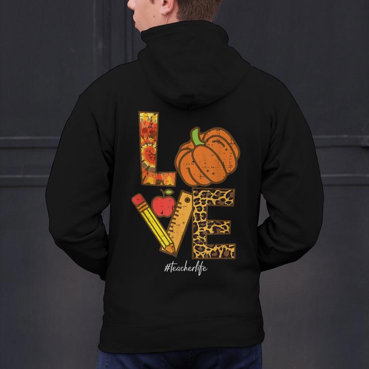 Leopard Pumpkin Love Teacher Life Thanksgiving Fall Women Men's Hoodie Back Print, gift for family, gift for coworker Leopard Pumpkin Love Teacher Life Thanksgiving Fall Women Men's Hoodie Back Print, gift for family, gift for coworker
