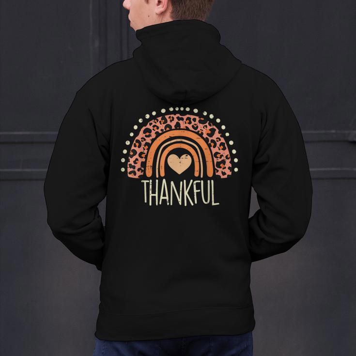 Leopard Rainbow Thankful Thanksgiving Teacher Women Kids Men's Hoodie Back Print, gift for family, gift for coworker Leopard Rainbow Thankful Thanksgiving Teacher Women Kids Men's Hoodie Back Print, gift for family, gift for coworker