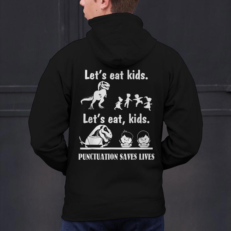 Let's Eat Kids Fun Dinosaurs Grammar Teacher Men's Hoodie Back Print, gift for family, gift for coworker Let's Eat Kids Fun Dinosaurs Grammar Teacher Men's Hoodie Back Print, gift for family, gift for coworker