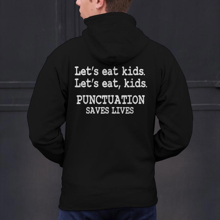 Let's Eat Kids Punctuation Saves Lives Teacher Men's Hoodie Back Print, gift for family, gift for coworker Let's Eat Kids Punctuation Saves Lives Teacher Men's Hoodie Back Print, gift for family, gift for coworker