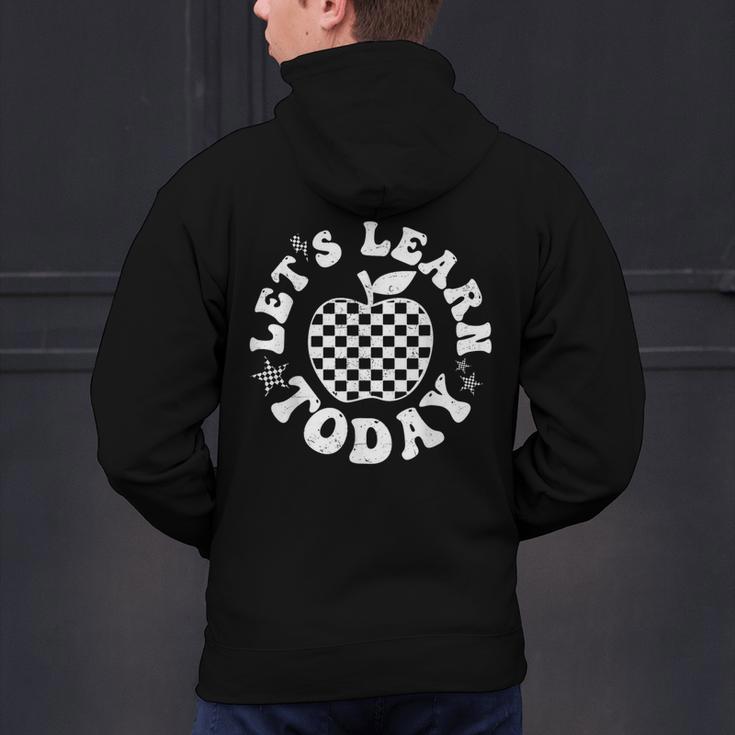 Let's Learn Today Checkered Apple Back To School Teacher Men's Hoodie Back Print, gift for family, gift for coworker