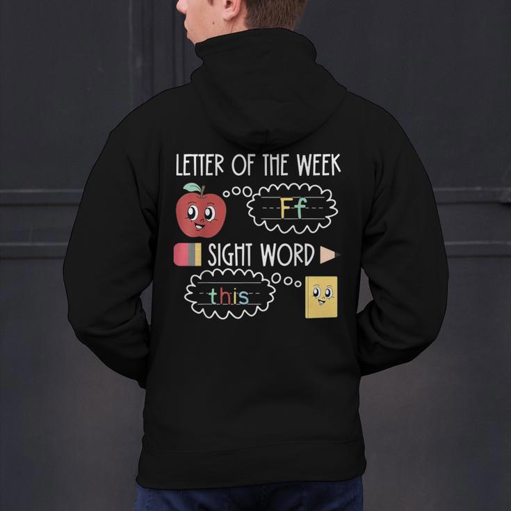 Letter Of The Week Ff Sight Word Teacher Squad Men's Hoodie Back Print, gift for family, gift for coworker