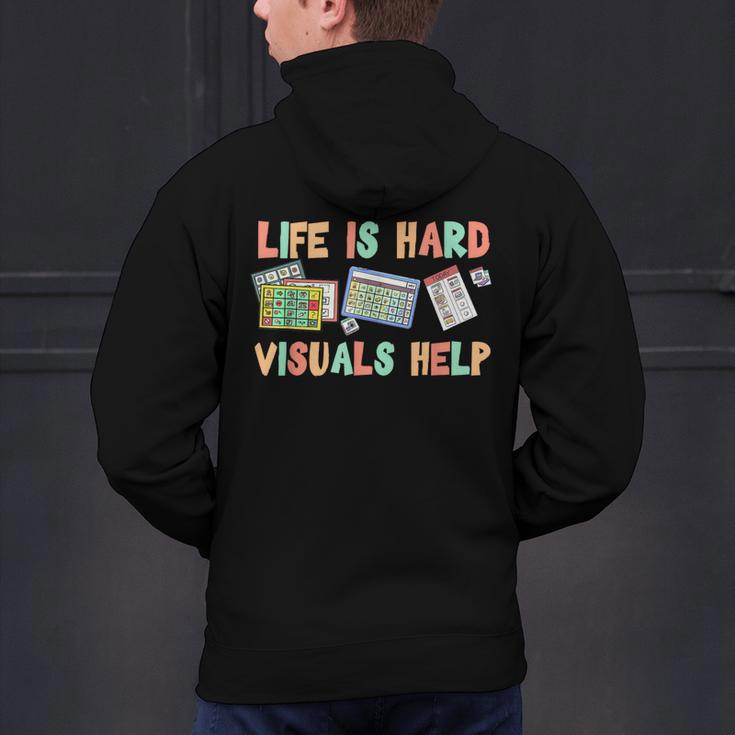 Life Is Hard Visuals Help Special Education SPED Teacher Men's Hoodie Back Print, gift for family, gift for coworker Life Is Hard Visuals Help Special Education SPED Teacher Men's Hoodie Back Print, gift for family, gift for coworker
