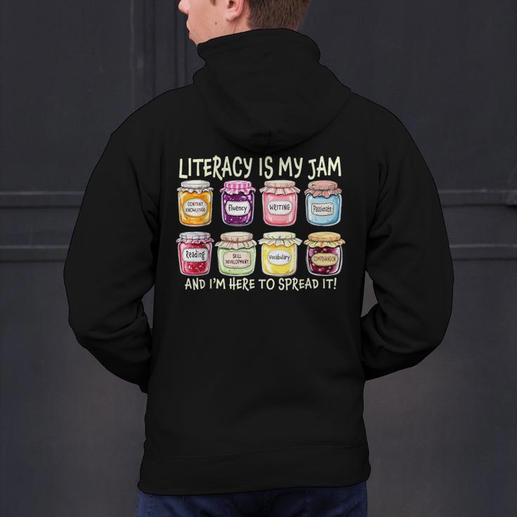 Literacy Is My Jam And I'm Here To Spread Literacy Teacher Men's Hoodie Back Print, gift for family, gift for coworker Literacy Is My Jam And I'm Here To Spread Literacy Teacher Men's Hoodie Back Print, gift for family, gift for coworker