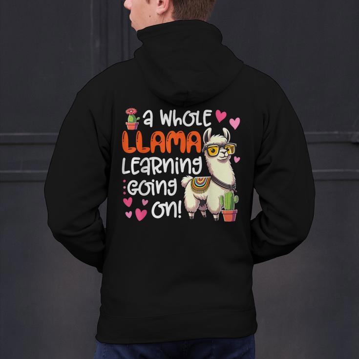 Llama Learning Teachers Students Alpaca Lover Back To School Men's Hoodie Back Print, gift for family, gift for coworker