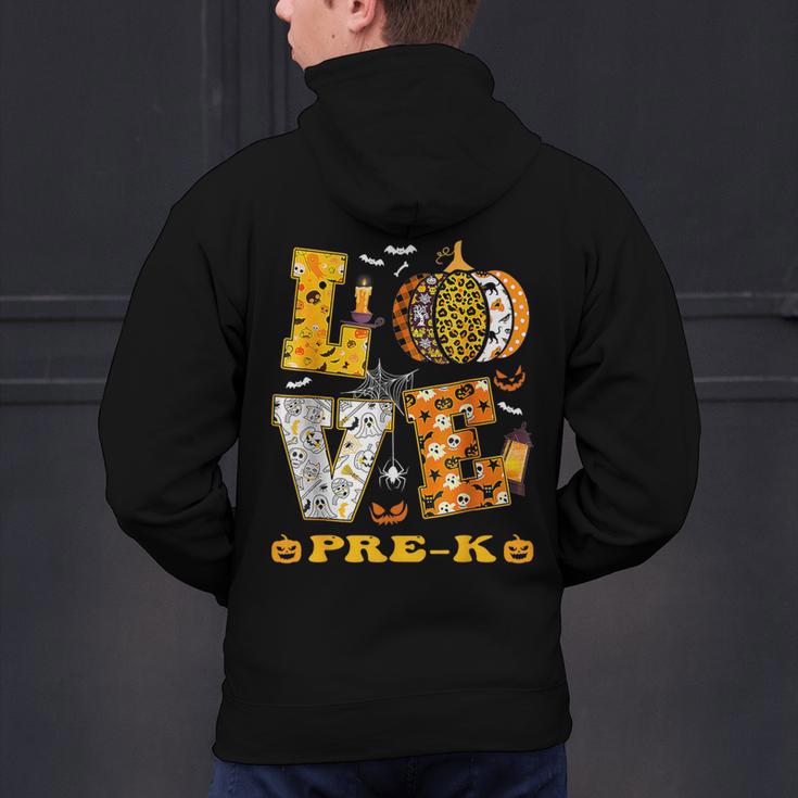 LOVE Pre-K Pumpkin Teacher Student Halloween Costume Men's Hoodie Back Print, gift for family, gift for coworker LOVE Pre-K Pumpkin Teacher Student Halloween Costume Men's Hoodie Back Print, gift for family, gift for coworker