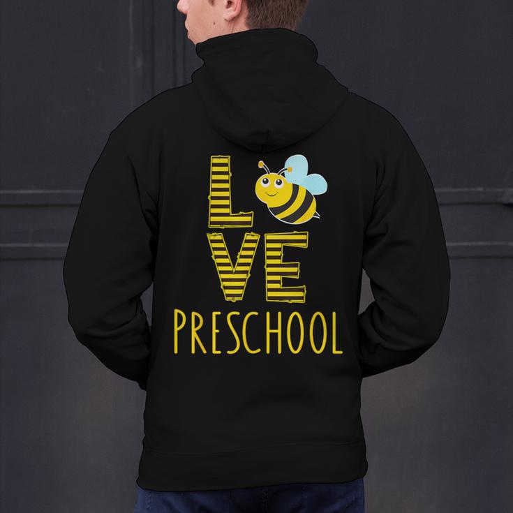 Love Preschool Back To School Yellow Bee Preschool Teacher For Men Women Girls Kids Men's Hoodie Back Print, gift for family, gift for coworker