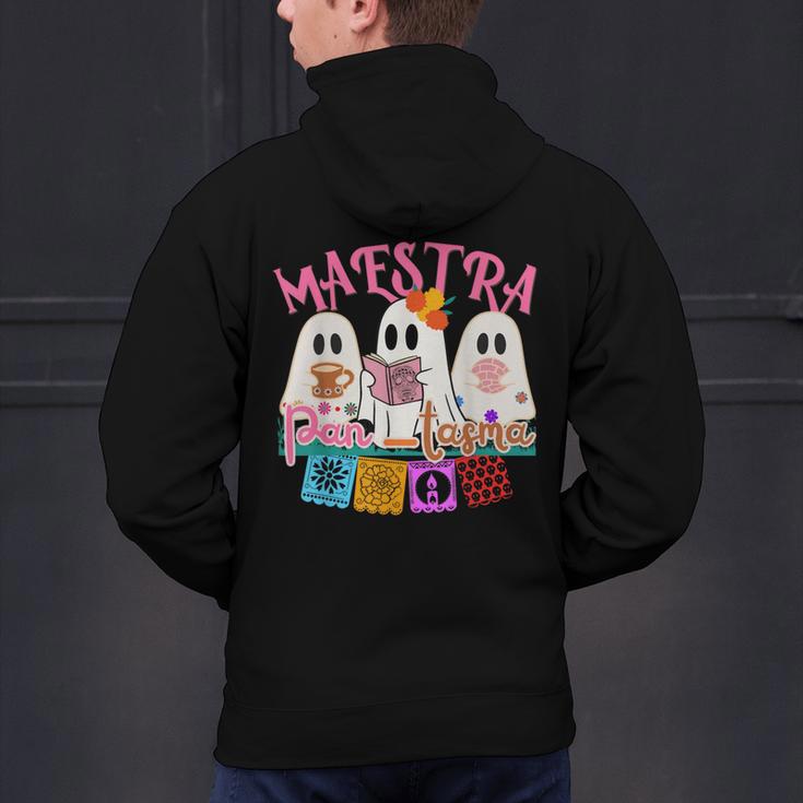 Maestra Pantasmas Conchas Teacher Mexican Halloween Men's Hoodie Back Print, gift for family, gift for coworker