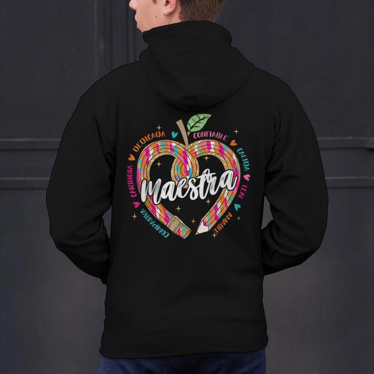 Maestra Pencil Spanish Teacher Bilingual 100 Days Of School Men's Hoodie Back Print, gift for family, gift for coworker Maestra Pencil Spanish Teacher Bilingual 100 Days Of School Men's Hoodie Back Print, gift for family, gift for coworker