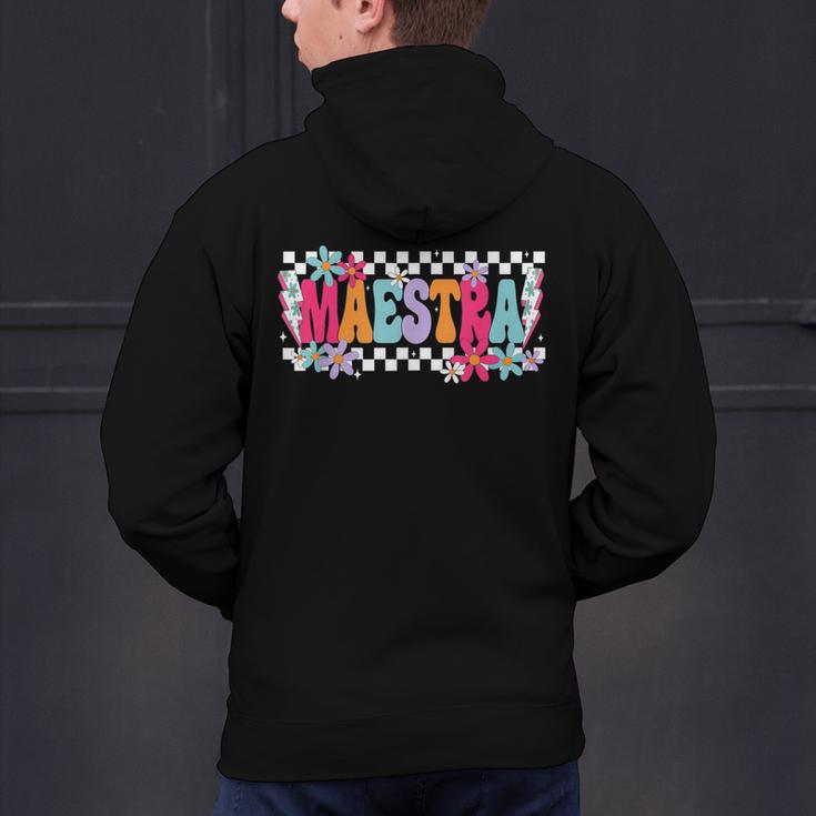 Maestra Teacher Spanish Back To School First Day Of School Men's Hoodie Back Print, gift for family, gift for coworker