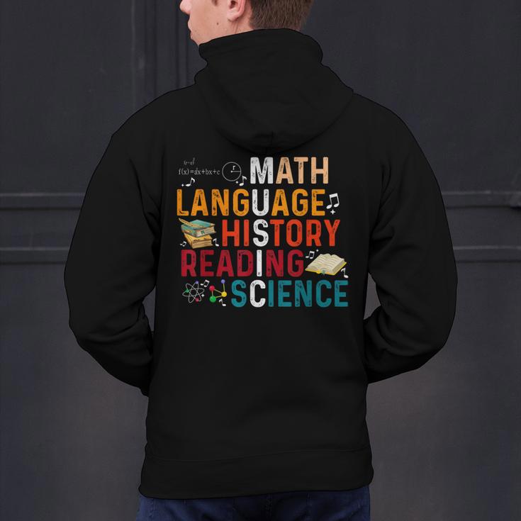 Math Language History Reading Science Music Teacher Men's Hoodie Back Print, History Teacher Hoodies, Science Teacher Hoodies, gift for family, gift for coworker Math Language History Reading Science Music Teacher Men's Hoodie Back Print, History Teacher Hoodies, Science Teacher Hoodies, gift for family, gift for coworker