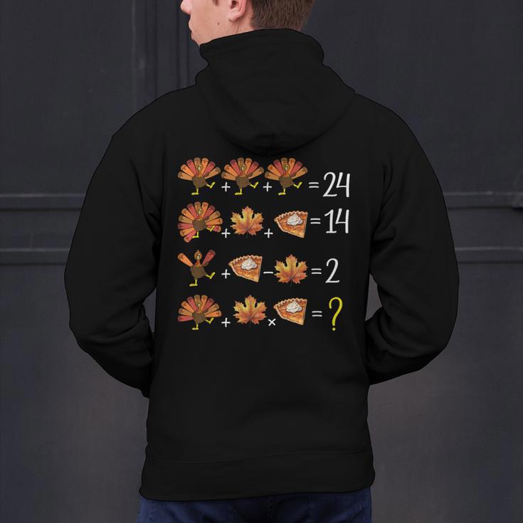Math Number Thanksgiving Count Answer Pie Turkey Teacher Men's Hoodie Back Print, gift for family, gift for coworker