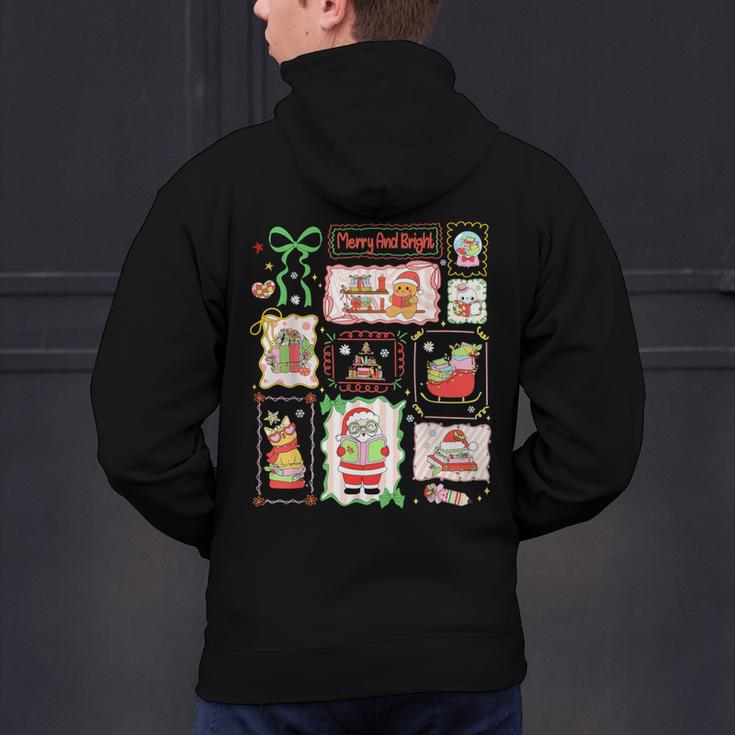 Merry And Bright Christmas Gingerbread Santa Book Teacher Men's Hoodie Back Print, gift for family, gift for coworker Merry And Bright Christmas Gingerbread Santa Book Teacher Men's Hoodie Back Print, gift for family, gift for coworker