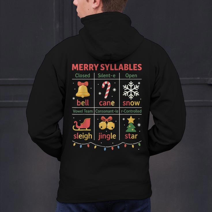 Merry Syllables Teacher Christmas Educational Kids Men's Hoodie Back Print, gift for family, gift for coworker Merry Syllables Teacher Christmas Educational Kids Men's Hoodie Back Print, gift for family, gift for coworker