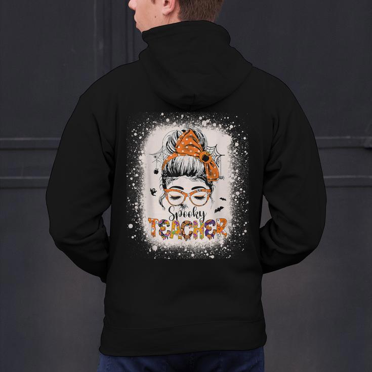 Messy Bun Spooky Teacher Bleached Halloween Teachers Men's Hoodie Back Print, gift for family, gift for coworker Messy Bun Spooky Teacher Bleached Halloween Teachers Men's Hoodie Back Print, gift for family, gift for coworker