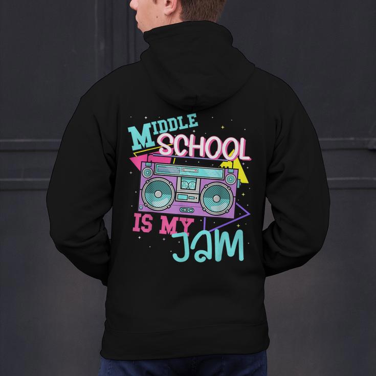 Middle School Is My Jam Cute Teacher Shirt 80's 90's Styl Men's Hoodie Back Print, gift for family, gift for coworker