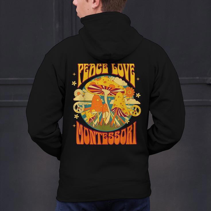 Montessori School Montessori Teacher Peace Love Montessori For Men Women Men's Hoodie Back Print, gift for family, gift for coworker