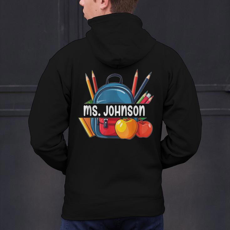 Ms Johnson Personalized Name Back To School Teacher For Men Women Kids Men's Hoodie Back Print, gift for family, gift for coworker