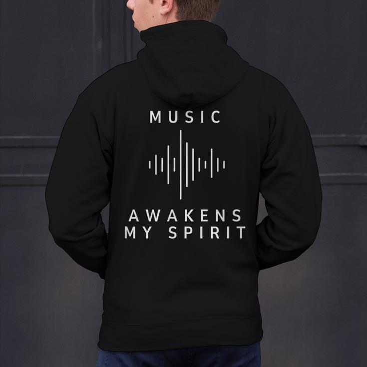 Music Awakens My Spirit Inspiring Musician Teacher Quote Men's Hoodie Back Print, gift for family, gift for coworker