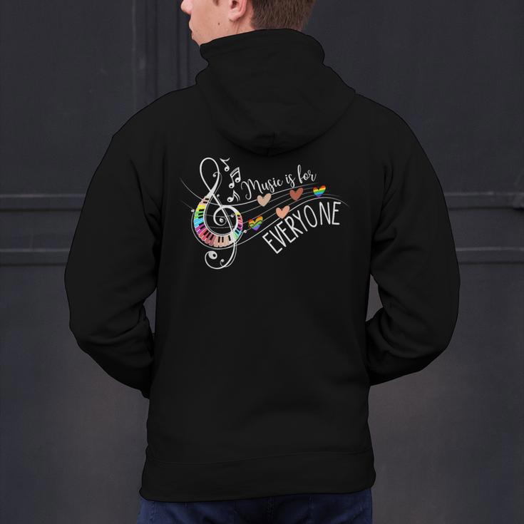 Music Is For Everyone Music Teacher Men's Hoodie Back Print, gift for family, gift for coworker Music Is For Everyone Music Teacher Men's Hoodie Back Print, gift for family, gift for coworker