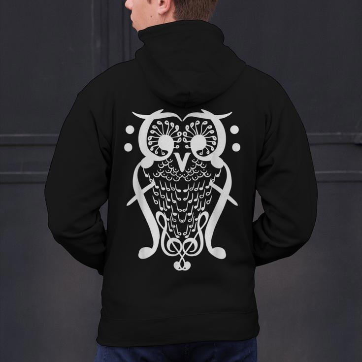 Music Note Owl Shirt Musicians Teacher Birthday Bird Men's Hoodie Back Print, gift for family, gift for coworker
