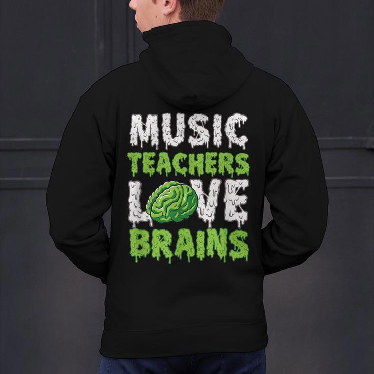 Music Teachers Love Brains Cute Teaching Halloween Men's Hoodie Back Print, gift for family, gift for coworker