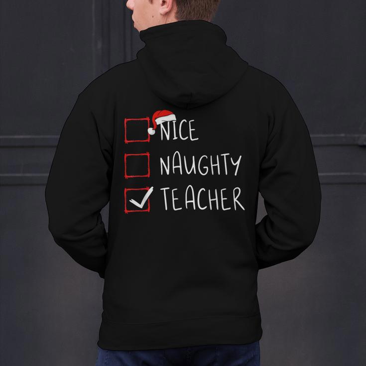 Nice Naughty Teacher Christmas List Instructor Santa Claus Men Women Men's Hoodie Back Print, gift for family, gift for coworker Nice Naughty Teacher Christmas List Instructor Santa Claus Men Women Men's Hoodie Back Print, gift for family, gift for coworker