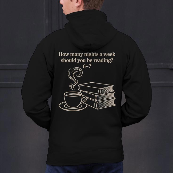 How Many Nights A Week Should You Be Reading 6-7 Teacher Fun Men's Hoodie Back Print, gift for family, gift for coworker How Many Nights A Week Should You Be Reading 6-7 Teacher Fun Men's Hoodie Back Print, gift for family, gift for coworker