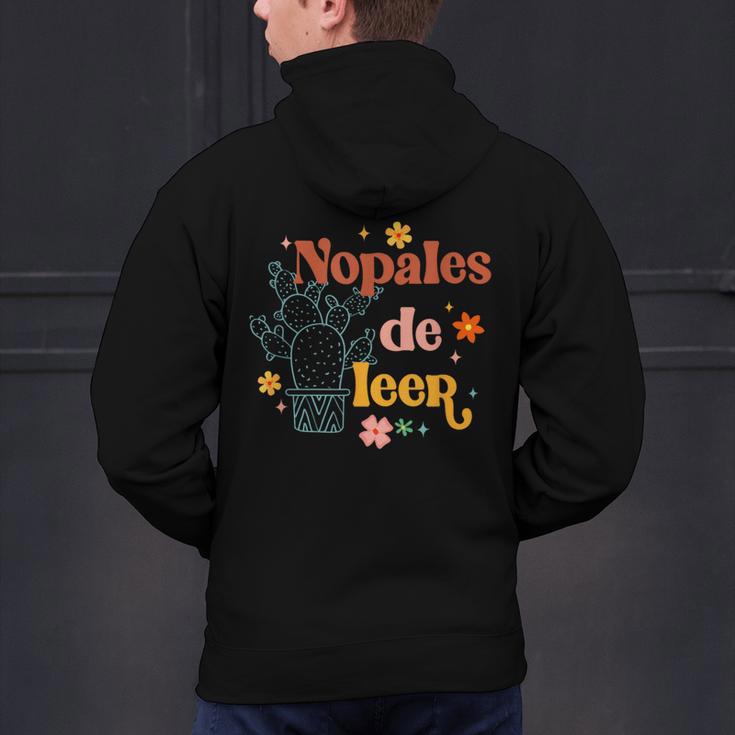 Nopales De Leer Spanish Teacher Maestra Cactus Bilingual Men's Hoodie Back Print, gift for family, gift for coworker