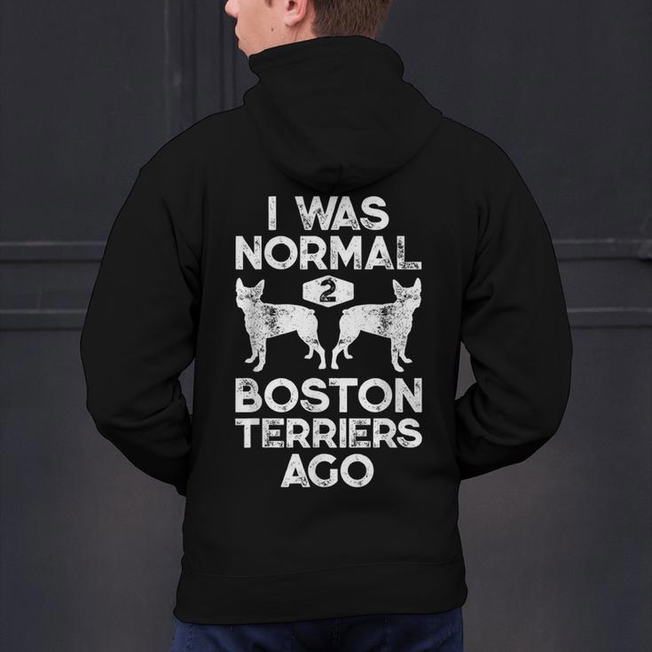 I Was Normal 2 Boston Terriers Ago Dog Lover For Men Women Girls Kids Men's Hoodie Back Print, gift for family, gift for coworker
