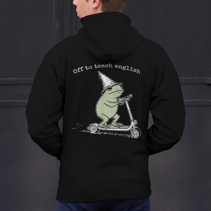Off To Teach English Scooter Frog ESL Teacher Literature Men's Hoodie Back Print, Esl Teacher Hoodies, English Teacher Hoodies, gift for family, gift for coworker Off To Teach English Scooter Frog ESL Teacher Literature Men's Hoodie Back Print, Esl Teacher Hoodies, English Teacher Hoodies, gift for family, gift for coworker
