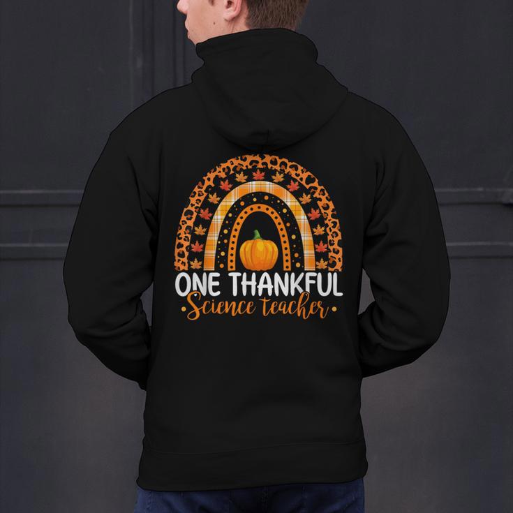 One Thankful Science Teacher Rainbow Boho Fall Thanksgiving Men's Hoodie Back Print, Science Teacher Hoodies, gift for family, gift for coworker