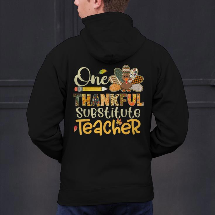 One Thankful Substitute Teacher Turkey Leopard Thanksgiving For Men Women Men's Hoodie Back Print, gift for family, gift for coworker One Thankful Substitute Teacher Turkey Leopard Thanksgiving For Men Women Men's Hoodie Back Print, gift for family, gift for coworker