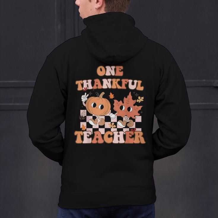 One Thankful Teacher Fall Leaves Thanksgiving Retro Men's Hoodie Back Print, gift for family, gift for coworker One Thankful Teacher Fall Leaves Thanksgiving Retro Men's Hoodie Back Print, gift for family, gift for coworker