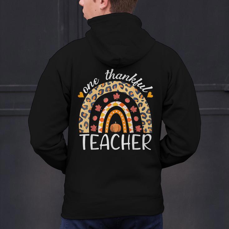 One Thankful Teacher Thanksgiving Rainbow Leopard Fall Men's Hoodie Back Print, gift for family, gift for coworker One Thankful Teacher Thanksgiving Rainbow Leopard Fall Men's Hoodie Back Print, gift for family, gift for coworker