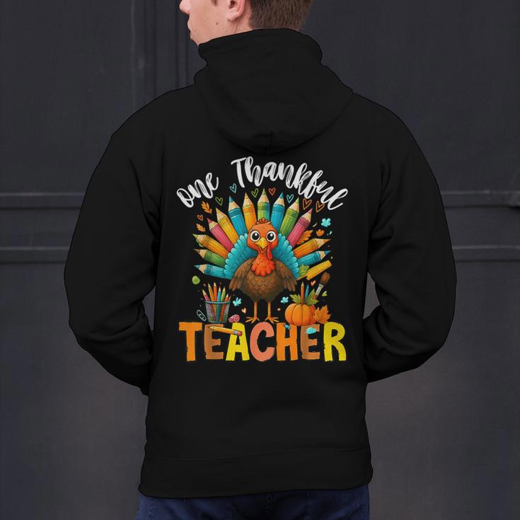 One Thankful Teacher Thanksgiving Turkey Cute Crayon Pencil Men's Hoodie Back Print, gift for family, gift for coworker One Thankful Teacher Thanksgiving Turkey Cute Crayon Pencil Men's Hoodie Back Print, gift for family, gift for coworker