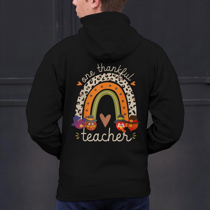 One Thankful Teacher Thanksgiving Turkey Rainbow Fall Men's Hoodie Back Print, gift for family, gift for coworker One Thankful Teacher Thanksgiving Turkey Rainbow Fall Men's Hoodie Back Print, gift for family, gift for coworker