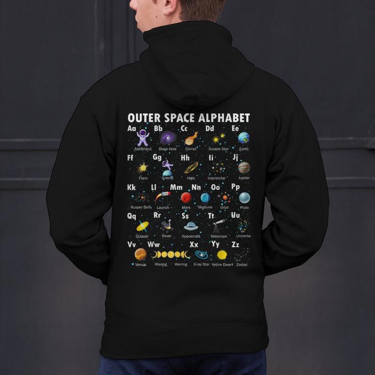 Outer Space Alphabet Kindergarten Teachers 1st Day Of School Men's Hoodie Back Print, gift for family, gift for coworker Outer Space Alphabet Kindergarten Teachers 1st Day Of School Men's Hoodie Back Print, gift for family, gift for coworker
