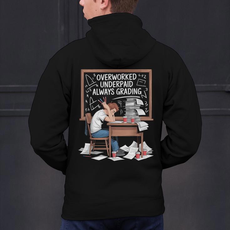 Overworked Underpaid Always Grading Teacher Men's Hoodie Back Print, gift for family, gift for coworker Overworked Underpaid Always Grading Teacher Men's Hoodie Back Print, gift for family, gift for coworker